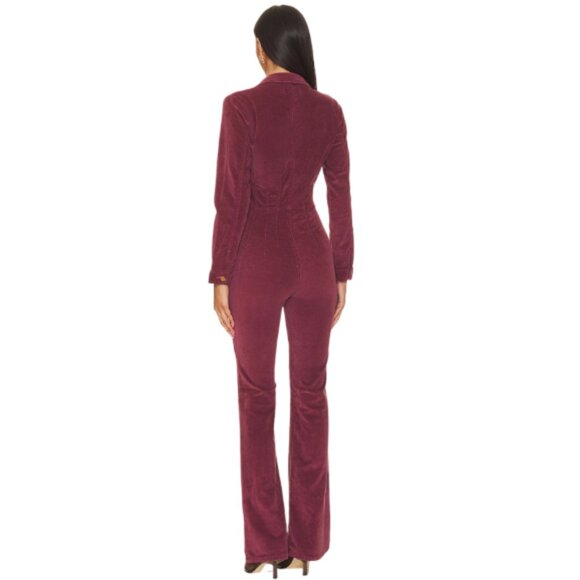 Free People x We The Free Jayde Cord Flare Jumpsuit in Cordovan Size Extra Small - Picture 3 of 6
